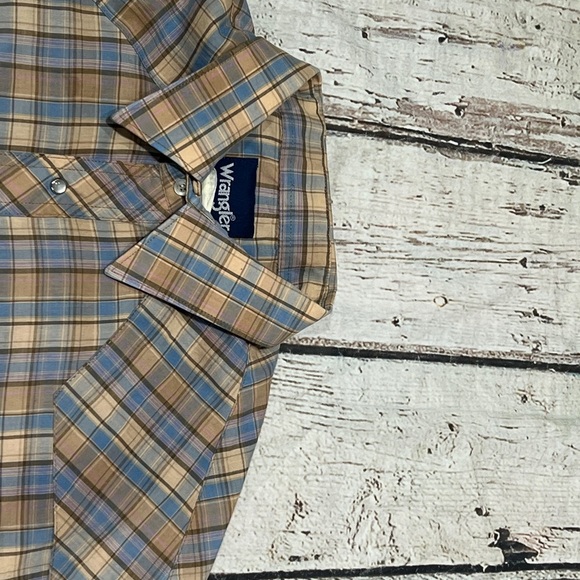 Wrangler Multicolor Plaid Shirt Rockabilly Pearl Snap Button Down Rancher Shirt - Picture 4 of 6